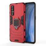 XIFAN Case for Oppo Find X2 Neo, [Heavy Duty] Tactical Metal Ring Grip Kickstand Shockproof Bumper, Works With Magnetic Car Mount Cover, Red