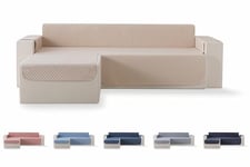 Todocama Housse de canapé matelassée à Losanges, Respirante, Facile à Nettoyer (Beige Sable, méridienne Gauche 240 cm)