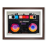 Retro Boombox Art Vol.2 H1022 BLK Framed Print for Living Room Bedroom Home Office Décor, Wall Art Picture Ready to Hang, Walnut A2 Frame (64 x 46 cm)