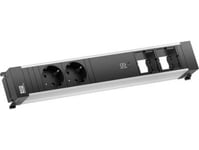 Bachmann Power Frame Alu Stor Uttagslist 2Xskyddande Kontaktuttag 1X Usb-C Laddare 60W 2Xanpassade Moduler Tom Ström 0,2M H05vv-F 3G1,5Mm² Med Gst18-Kontakt Med Logotyp Förpackad I Låda (916.508)