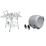 Addis Superdry Indoor Airer With 11m of Drying Space. Perfect For Your Clothes Drying Needs. & Minky Retractable Duo Reel Washing Line, Grey, 2x15m