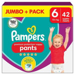Pampers Premium Protection Nappy Pants, Size 6 (15kg+) Jumbo+ Pack (42 per pack)