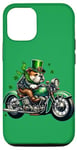 Coque pour iPhone 13 Pro St. Patricks Ride: Bulldog on a Classic Motorcycle