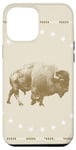 Coque pour iPhone 14 Plus Bison Buffalo Stars Animaux Sépia Marron Blanc Tourbillon Bordure