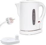 1 Litre 830W Electric Cordless Kitchen Kettle for Caravan Travel Hot Water White