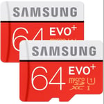 2pcs Samsung Micro SD Evo Plus - 64 Go -MicroSDXC - UHS-I - Grade 1 - Class 10