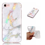 iPhone 8/7 - Marmor design gummi cover - Hvid