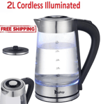 Electric Kettle Glass 2L Stainless Cordless Illuminated 2L Jug 360 2200W UK