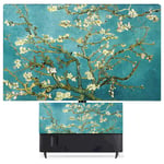 Indoor TV Cover 24" - 80" Soft Polyester Fabric Green Printing and Dyeing Process Water Resistant and Dustproof for Flat Screen Curved Screen - 49 inch Apricot blossom