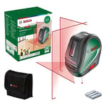 Bosch cross line laser UniversalLevel 3 (3 laser lines incl. vertical line at 90° angle for an additional laser cross on the ceiling and bottom plumb point for precise alignments, in cardboard box)