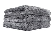 The Rag Company - Eagle Edgeless 600 (3-Pack) Professional Korean 70/30 Blend Super Plush, Microfiber Auto Detailing Towels, Buffing & Polishing, 600gsm, 16in x 16in, Dark Grey