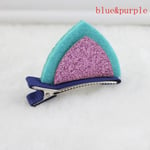 2pcs Hair Clips Cat Ears Hairpins Barrettes Blue&purple