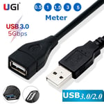 USB 3.0 - Noir 1m Câble USB 3.0 et 2.0 à rallonge UGI, TV à puce, PS4, Mobile Phone, Données rapide, mâle et femelle