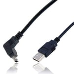 Câble mini-USB Wicked Chili compatible avec Tomtom XXL IQ Routes, XL Live, XL Live Style, Start XL - MiniUSB connecteur coudé pour les appareils de navigation TomTom (1,8m) noir