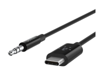 Belkin RockStar - Ljudkabel - 24 pin USB-C hane till mini-phone stereo 3.5 mm hane - 91.4 cm - vit