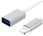 Lightning til USB-A hun kabel - OTG adapter - Hvid - 18 cm