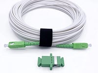 Elfcam® - Câble à Fibre Optique SC/APC à SC/APC Monomode, La Livraison avec Le Coupleur pour Rallonge Fibre Optique, Compatible avec Orange Livebox, SFR La Box Fibre et Bouygues Bbox (3M)
