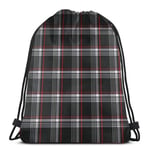 Elsaone Golf Gti Plaid Black Gym Sack Bag Drawstring Backpack Polyester Sport Bag for Men Women 36 x 43cm/14.2 x 16.9 Inch