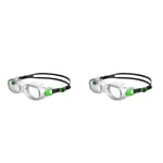 Speedo Adult Unisex Futura Classic Swimming Goggles, Comfortable, Adjustable Fit, Anti-Fog Lenses, Green/Clear, One Size (Pack of 2)