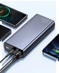 Power bank 65WPRO för smartphone och bärbara datorer, 30000mAh, Quickcharge, 1 USB-C, 2 USB-A