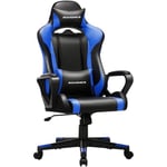 SONGMICS Fauteuil gamer, Chaise de bureau, Siège ergonomique, hauteur réglable, charge 150 kg, Noir et Bleu RCG011B02
