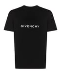 Givenchy Mens Reverse Paris Logo Print T-Shirt in Black Cotton - Size Small