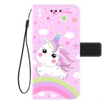 Kingyoe Oppo A91 Case Wallet Premium PU Leather Flip Cover Oppo F15 / Oppo A91 Protector Folio Notebook Design with Cash Card Slots/Magnetic Closure/TPU Bumper Shell,Cute Unicorn