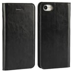 Crazy Horse iPhone SE 2020, SE 2022, 7, 8 premium lommebokdeksel - Svart