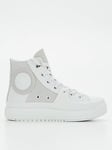 Converse Chuck Taylor All Star Leather Construct Trainers, Light Grey, Size 4, Women