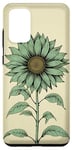 Galaxy S20+ Aesthetic Sunflower Line Art Minimalistic Sage Green Case