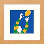 Lumartos, Vintage Rugby World Cup 2015 Poster Contemporary Home Decor Wall Art Watercolour Print, Light Oak Frame, 8 x 8 Inches