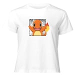 Pokémon Pokédex Charmander #0004 Women's Cropped T-Shirt - White - M