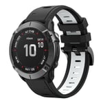 Garmin Fenix ​​​​​​6X Pro / Fenix7X / Fenix ​​​​​​7X Solar / TACTIX 7/7 Pro jne. Silikoniranneke, 26 mm - musta, valkoinen