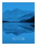 Komar Wall Picture Word Lake Reflection Blue | Poster, Picture, Living Room, Bedroom Decoration, Art Print | Without Frame | P086C-40x50 | Size: 40 x 50 cm (width x height)