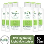 6x 125ml Simple Kind to Skin 12H Hydrating Light Moisturiser for Sensitive Skin