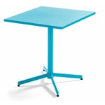 Table de jardin carrée bistro inclinable en acier bleu - Palavas - Bleu