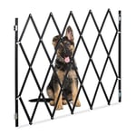 Relaxdays Safety Gate, Barrier, Width Extendable up to 130 cm, 87.5-100 cm high, Bamboo, Stair & Door Dog Guard, Black, 90% 10% Iron