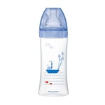 Dodie Biberon Anti-Colique Sensation+ Mer, 6 Mois, Tétine Plate, Débit 3, Bleu, 330 ml, 1 Unité