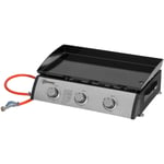 Outsunny - Plancha gaz de table portable réglable - 3 brûleurs 9 kW - barbecue gaz camping - plaque de cuisson, réceptacle graisse - acier noir métal