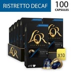 L'OR 100 Nespresso* Compatible Capsules Ristretto Decaf (10 Packs, 100 Coffee Po