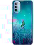 Motorola Moto G31 Transparent Mobilskal Blå fjäril