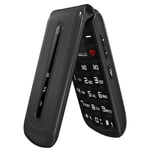 Ukuu Big Button Mobile Phone for Elderly, Sim Free 3G Simple Mobile Phone with 2.4" LCD Display SOS Button FM Radio and Torch 2X 900mAh Battery - Black