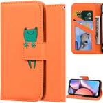 DodoBuy Case for Samsung Galaxy A20/A30, Cartoon Animal Pattern Magnetic Flip Protection Cover Wallet PU Leather Bag Holder Stand with Card Slots - Orange Frog