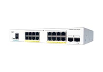 Commutateur réseau Cisco Catalyst 1000-16P-2G-L, 16 Ports GbE PoE+, consommation PoE 120 W, 2 Ports de Liaison Montante 1G SFP, sans Ventilateur, Garantie à Vie limitée améliorée (C1000-16P-2G-L)