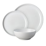 Denby - Elements Stone White Dinner Set For 4 - 12 Piece Ceramic Tableware Set - Dishwasher Microwave Safe Crockery Set - 4 x Dinner Plates, 4 x Medium Plates, 4 x Cereal Bowls