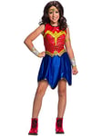RUBIES - DC Comics Officiel - Déguisement Wonder Woman Classique Enfant - Taille 4-6 ans - Costume avec Robe, Ceinture, Bustier et Cape Amovible - Pour Halloween, Carnaval - Idée Cadeau de Noël