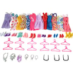 45 Pcs Clothes Party Gown Outfits Doll Accessories for Dress Shoes Necklace Hanger Glasses for Barbie Dolls Birthday Christmas Wedding Valentines Day Supplies