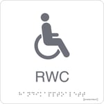 Taktil skylt "Rullstol WC" Vit