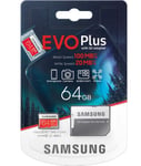 Micro SD SAMSUNG EVO Plus 64 Go carte mémoire Micro SDXC U1 2020