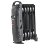 Oil Filled Radiator 6 Fin Electric Portable Heater Thermostat Gloss Black 800W